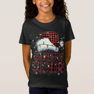 Camiseta Feliz Natal Buffalo Xadrez Red Santa Hat Vovô