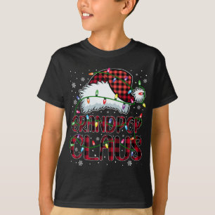 Camiseta Feliz Natal Buffalo Xadrez Red Santa Hat Vovô