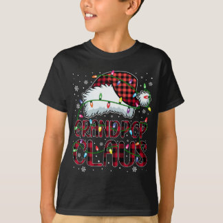 Camiseta Feliz Natal Buffalo Xadrez Red Santa Hat Vovô
