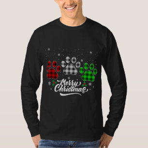Camiseta Feliz Natal Buffalo Xadrez Vermelho Cão Verde Bran