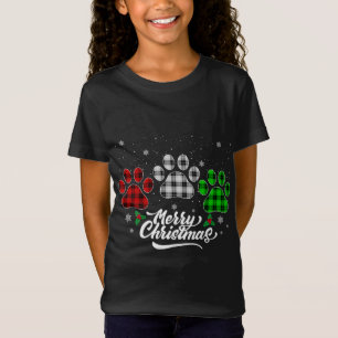 Camiseta Feliz Natal Buffalo Xadrez Vermelho Cão Verde Bran