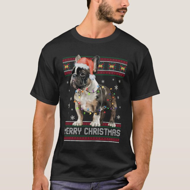 Camiseta Feliz Natal - Bulldog Francês Feio (Frente)
