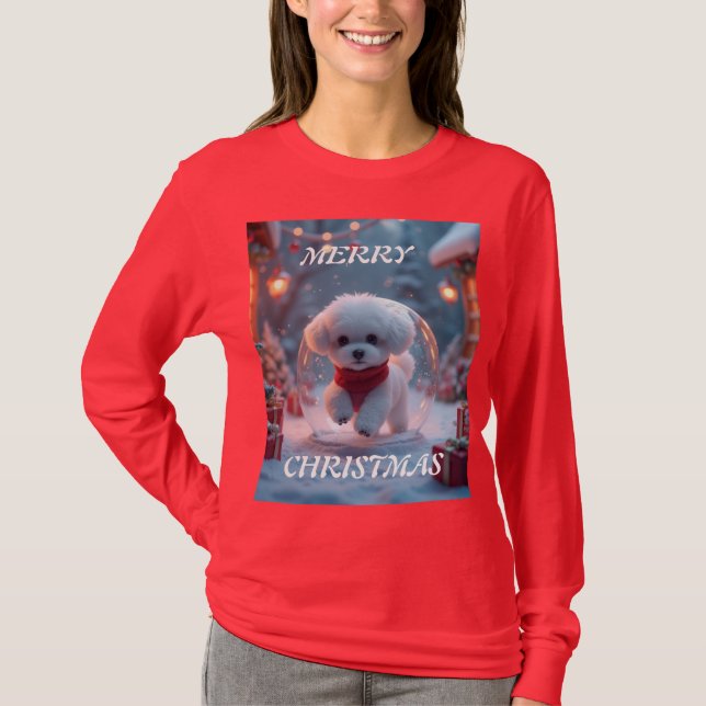Camiseta Feliz Natal cachorrinho (Frente)