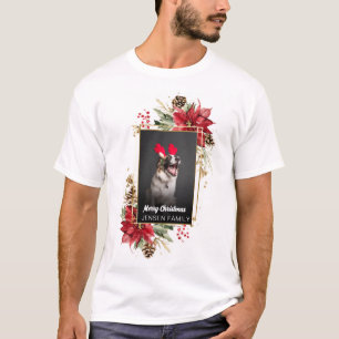 Camiseta Feliz Natal cachorro gato foto presentes de férias
