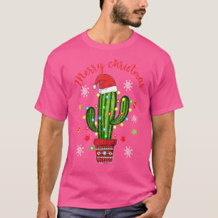 Camiseta Feliz Natal Cactus Com Cristo De Luz Santa Hat