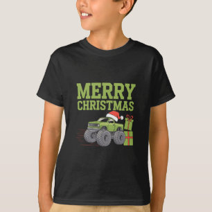 Camiseta Feliz Natal Caminhão Monstro Meninos Crianças Nata