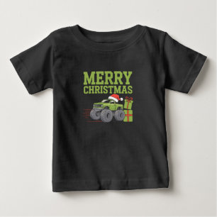 Camiseta Feliz Natal Caminhão Monstro Meninos Crianças Nata