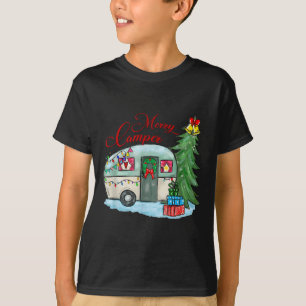 Camiseta Feliz Natal Camping Santa Camping Caminhão de Nata