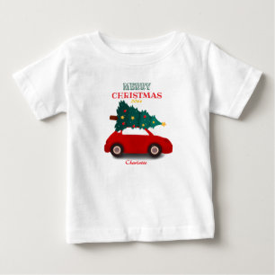 Camiseta Feliz Natal Carro Vermelho Antigo Pequenino Nome 