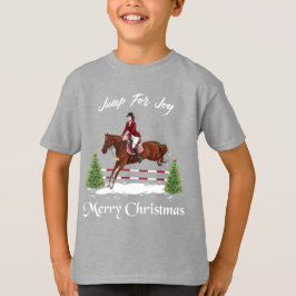 Camiseta Feliz Natal, cavalo de salto inglês equestre