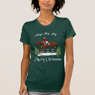 Camiseta Feliz Natal, cavalo de salto inglês equestre