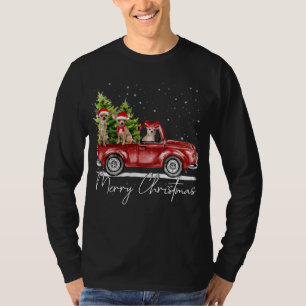Camiseta Feliz Natal Chihuahua Papais noeis Caminhão Vermel