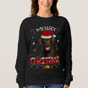 Camiseta Feliz Natal Chocolate Lab Cachorro Santa Hat Xmas 