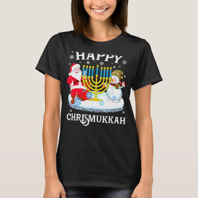 Camiseta Feliz Natal Chrismukkah Xmas Hanukkah Jewis (Frente)