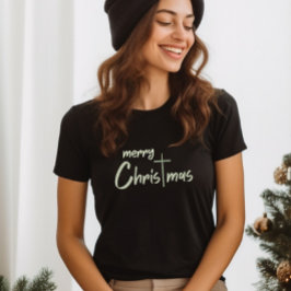 Camiseta Feliz Natal Christian Cross Black