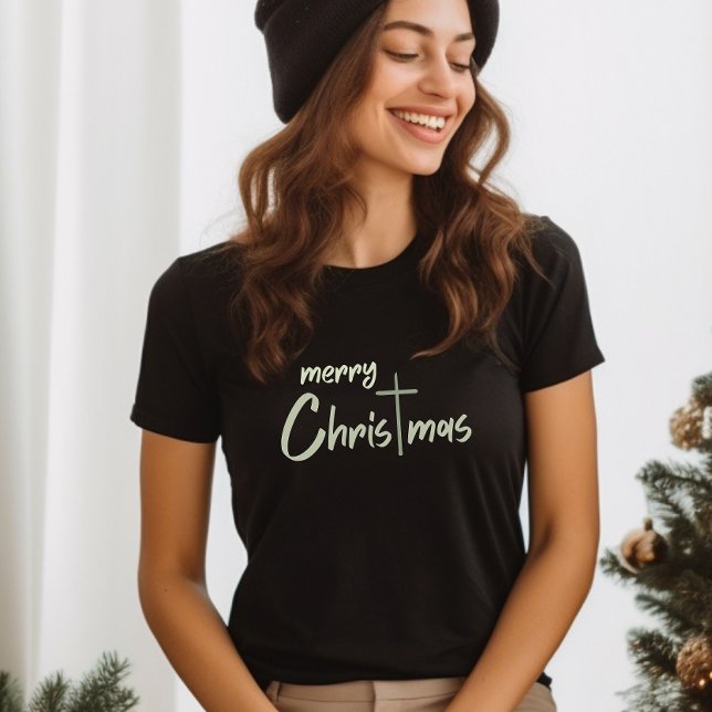 Camiseta Feliz Natal Christian Cross Black (Criador carregado)