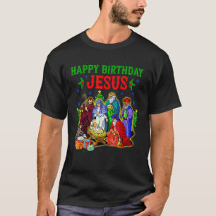 Camiseta Feliz Natal Christian Feliz Aniversário Jesus Chr
