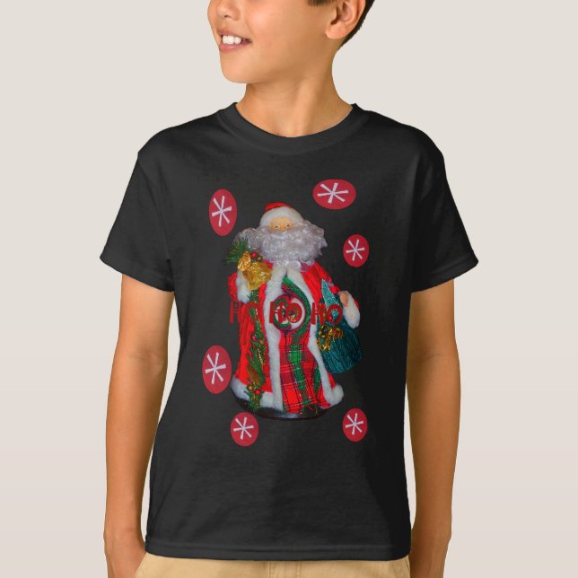 Camiseta Feliz Natal Colorful Santa Claus Art Impressão (Frente)