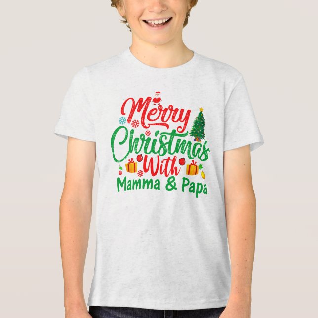 Camiseta Feliz Natal com a Mamãe & Papai-42705 (Frente)