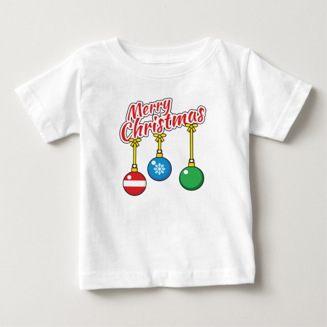 Camiseta Feliz Natal com as bolas de caça (Frente)