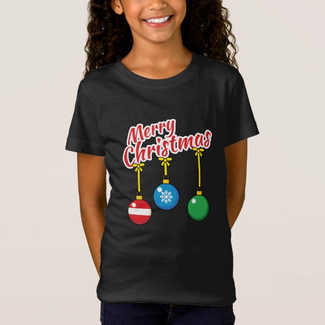 Camiseta Feliz Natal com as bolas de caça (Frente)
