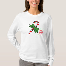 Camiseta Feliz Natal com bastão de doces