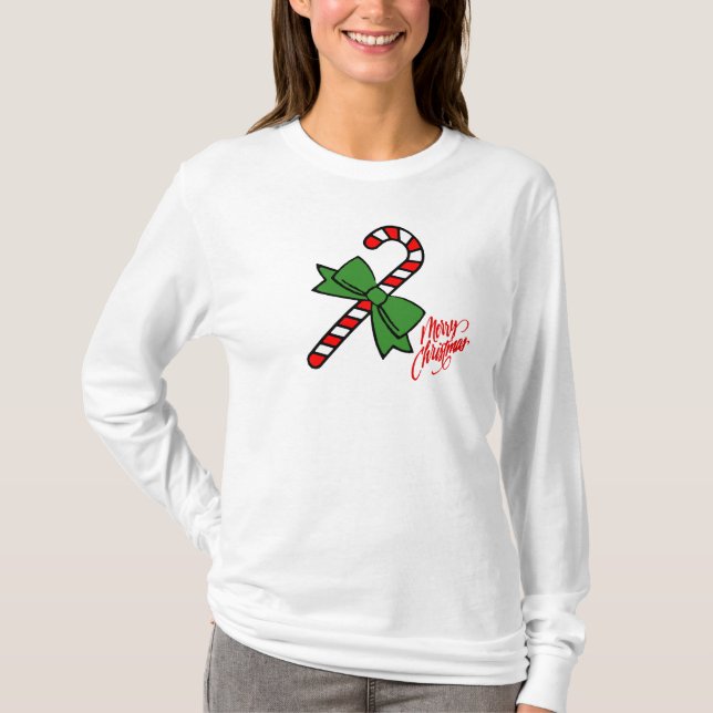 Camiseta Feliz Natal com bastão de doces (Frente)