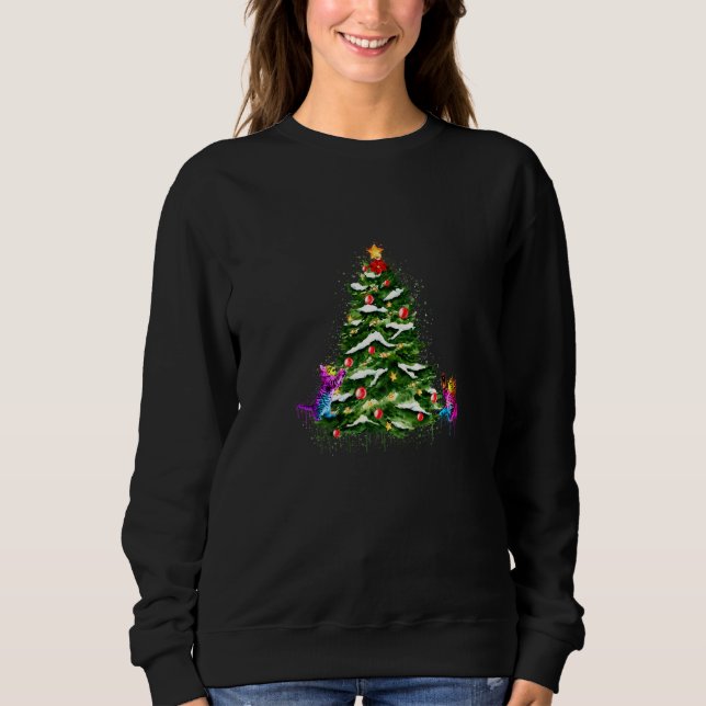Camiseta Feliz Natal Com Gatos E Árvore De Natal (Frente)