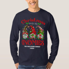 Camiseta Feliz Natal Com Meu Gnomos Da Família Gnomos Xmas