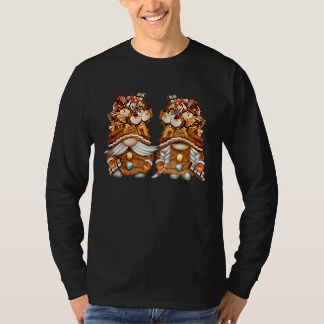 Camiseta Feliz Natal com Su2019mores Gnome Fazendo Bolo Gno (Frente)