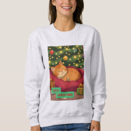Camiseta Feliz Natal com um Gato Laranja