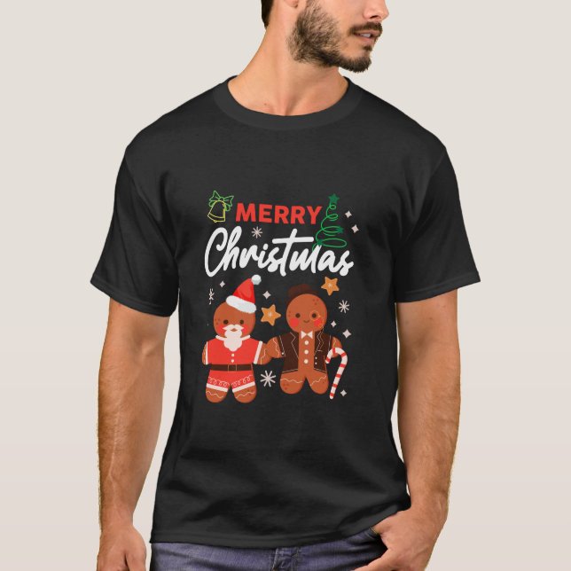 Camiseta Feliz Natal Cookie Gingerbird Team Xmas Famil (Frente)