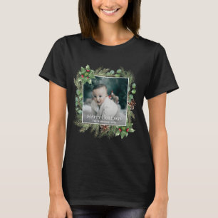 Camiseta Feliz Natal Coroa de Verde Foto