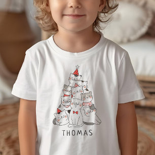 Camiseta Feliz Natal da Árvore de Gatos