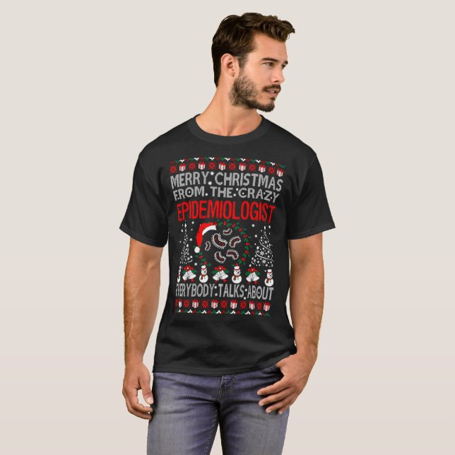 Camiseta Feliz Natal da camisola feia do epidemiologista (Frente Completa)