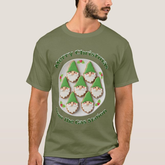 Camiseta Feliz Natal Da Estação de Serviço (Frente)