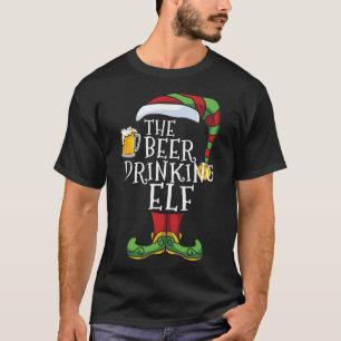 Camiseta Feliz Natal Da Família Elf Bebendo De Cerveja