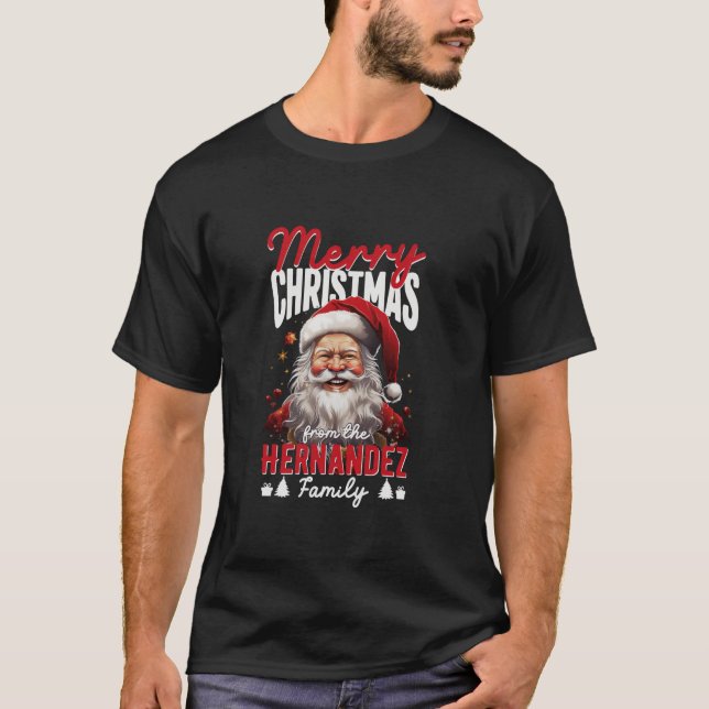 Camiseta Feliz Natal Da Família Hernandez Papais noeis Co (Frente)