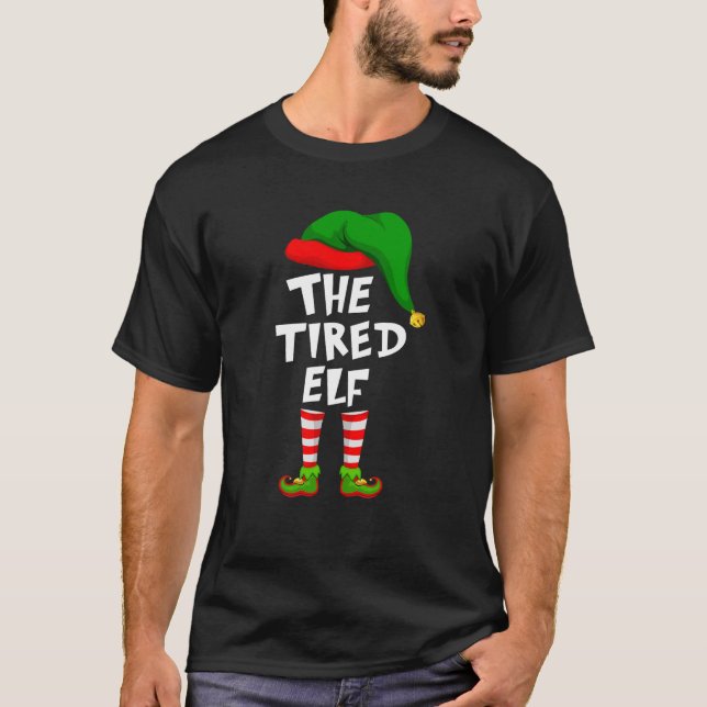 Camiseta Feliz Natal Da Família, O Elf Cansado Swea (Frente)