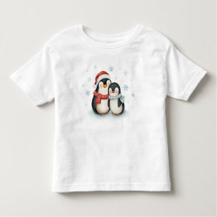 Camiseta Feliz Natal da Família Penguin, no inverno