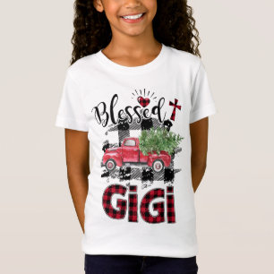 Camiseta Feliz Natal da xadrez Vermelha Gigi