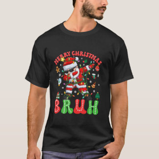 Camiseta Feliz Natal Dabbing Papais noeis Bruh Xmas Lights 
