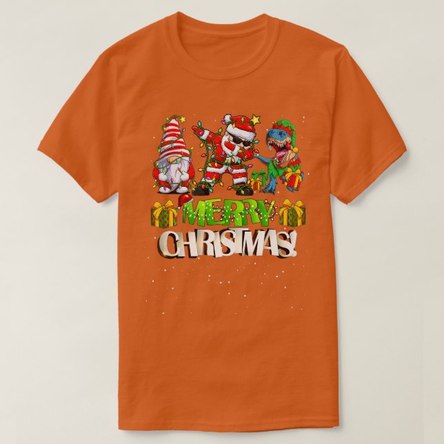 Camiseta Feliz Natal Dabbing Papais noeis Gnomos Din de Nat (Frente do Design)