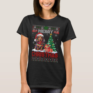 Camiseta Feliz Natal Dachshund Dog Lover Família Feia Xm