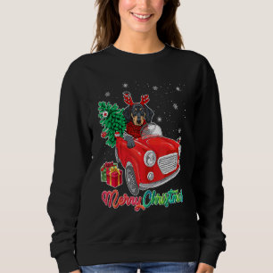 Camiseta Feliz Natal Dachshund Dog Red Truck Árvore de Nata