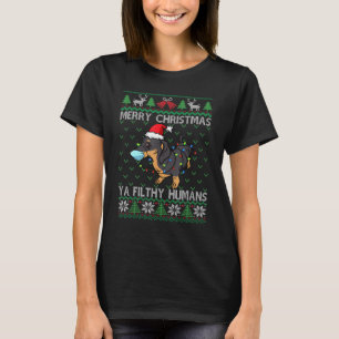 Camiseta Feliz Natal Dachshund Ugly Christmas Weiner Do