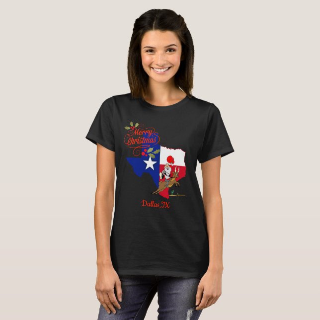 Camiseta Feliz Natal Dallas Texas (Frente Completa)