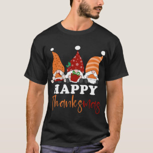 Camiseta Feliz Natal de Ação de Graças aos Gnomos Felizes