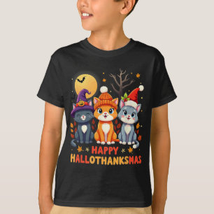 Camiseta Feliz Natal de Ação de Graças de Halloween HalloOb