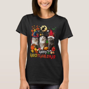 Camiseta Feliz Natal de Ação de Graças de Halloween HalloOb